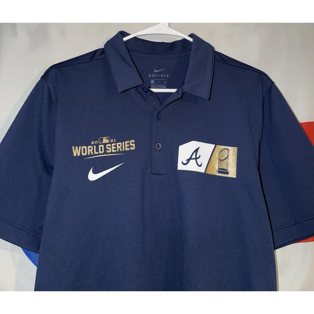 Nike Atlanta Braves 2021 World Series Champs Polo Shirt Small MLB Baseball